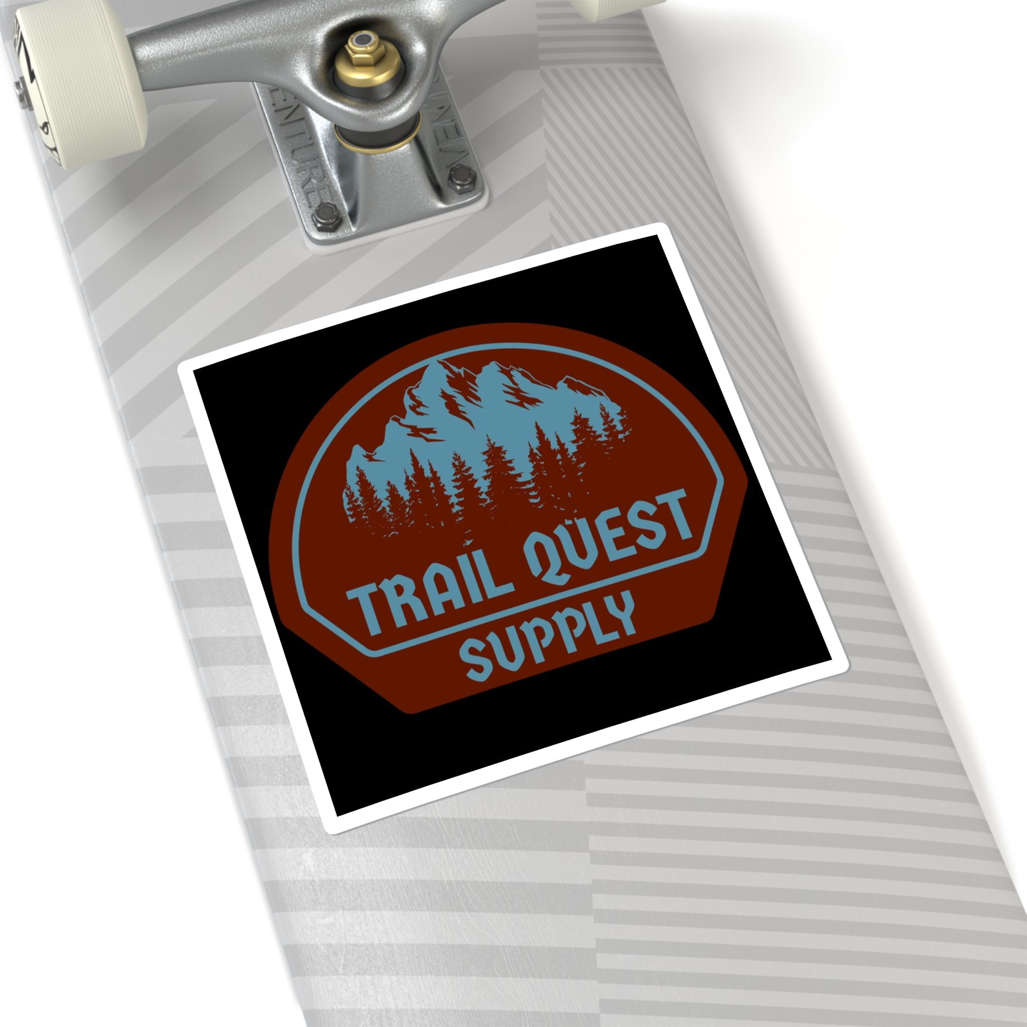 Trail Quest Supply Square Sticker — Outdoor Adventure Mountain Logo