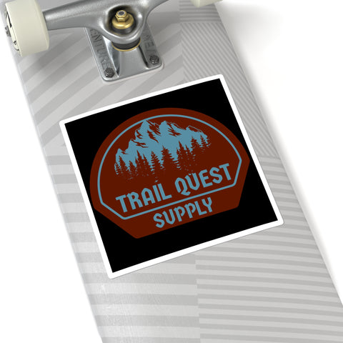 Trail Quest Supply Square Sticker — Outdoor Adventure Mountain Logo