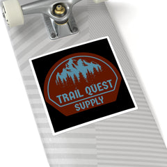 Trail Quest Supply Square Sticker — Outdoor Adventure Mountain Logo