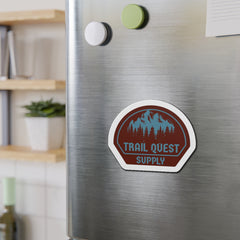 Trail Quest Supply Die-Cut Magnet — Outdoor Adventure Mountain Sticker for Camping & Hiking Gear