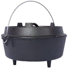ast iron Dutch oven with lid, outdoor camping deep pot, used for camping, cooking, barbecue and leg rest,6 quarts