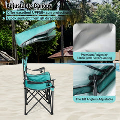 Double Beach Chair with Adjustable Canopy and 3 -Side Shading Curtains