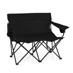Double Camping Chair 2-Person Outdoor Folding Loveseat with Cup Holders