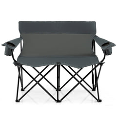Double Camping Chair 2-Person Outdoor Folding Loveseat with Cup Holders