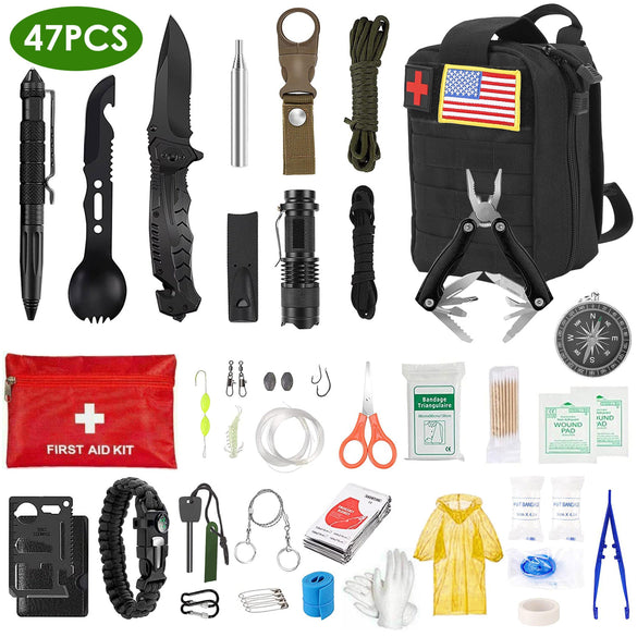 47PCS Emergency Survival Kit EDC Gear Pouch