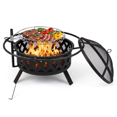36-Inch Fire Pit Table with Adjustable Rotatable Grill Grate
