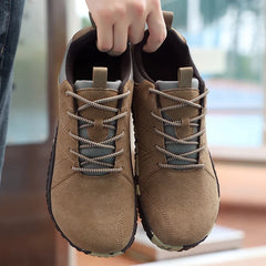 Wide footed large-sized men's suede hiking shoes anti slip leather outdoor sports shoes camping running jogging  men's loafers