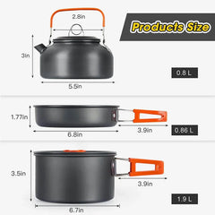 Camping Cooking Set Outdoor Aluminum Lightweight Equipment Camping