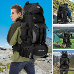 90L Waterproof Hiking Camping Trekking Backpack Rucksack