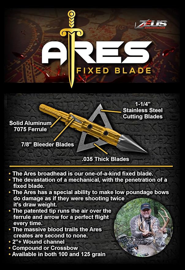 ZEUS ARES BROADHEADS 100GR OR 125GR (3 PACK)