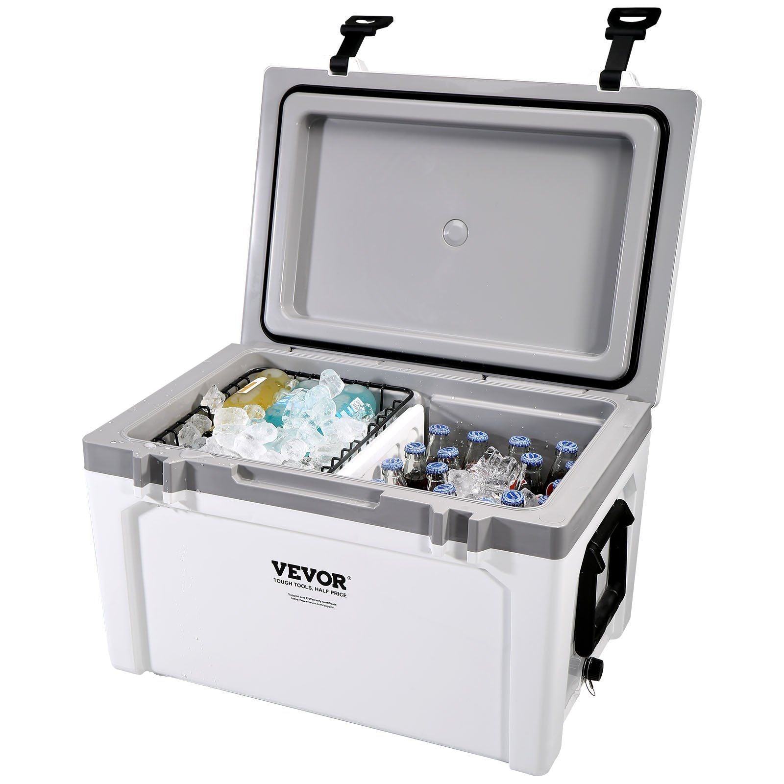 Insulated Portable Cooler, 52 qt, Holds 50 Cans, Ice Retention Hard Cooler with Heavy Duty Handle, Ice Chest Lunch Box for Camping, Beach, Picnic, Travel, Outdoor, Keeps Cool for up to 6 Days