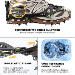 22 Anti Slip Stainless Steel Crampons for Shoes and Boots