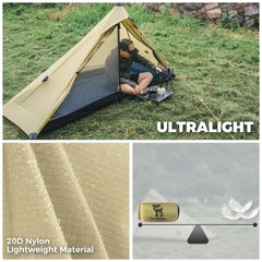 Ultralight 1-Person Poleless Rainproof Camping Tent