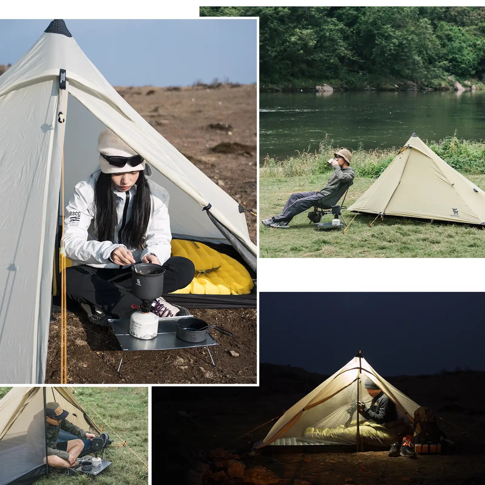 Ultralight 1-Person Poleless Rainproof Camping Tent