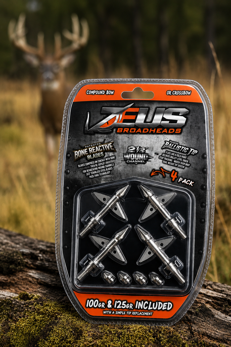 ZEUS BROADHEADS (4 PACK)-COMES WITH BOTH 100/125 GR TIPS